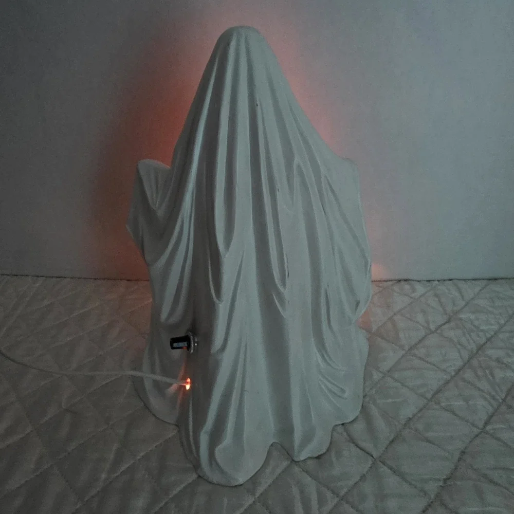 Vintage Byron Mold Ghost Holding a Jack-O-Lantern Light-Up Ceramic Figure 9.5